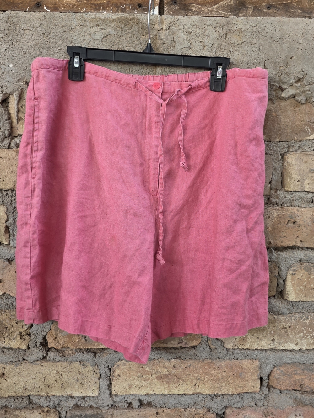 L.L. Bean Vintage Pink Linen Drawstring Shorts Women's Size 20